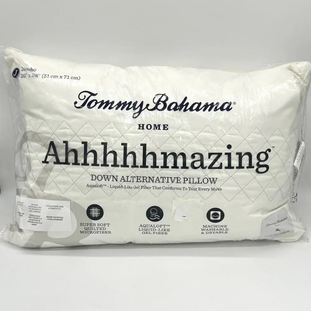 Tommy Bahama Ahhhhhmazing Down Alternative Aqualoft Jumbo Bed Pillow NEW
